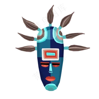 中元节卡通祭祀面具矢量图