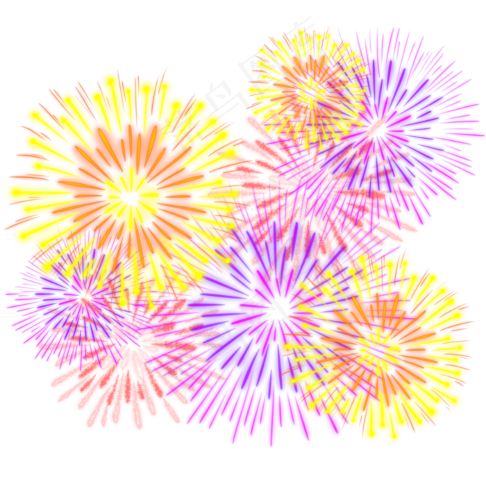 元旦新年春节彩色烟花(3000X3000(DPI:300))psd模版下载
