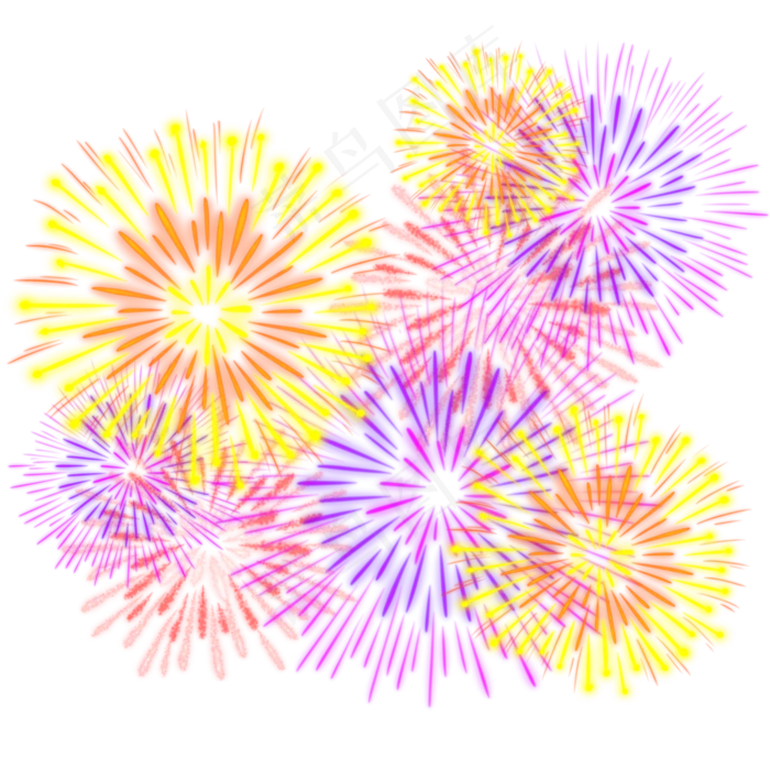 元旦新年春节彩色烟花(3000X3000(DPI:300))psd模版下载