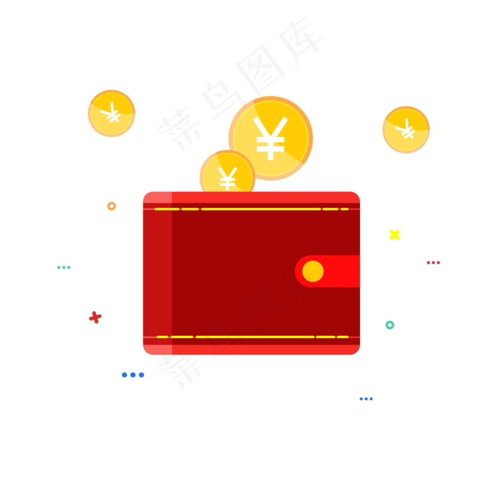 红色钱包金币费用(500X500)eps,ai矢量模版下载