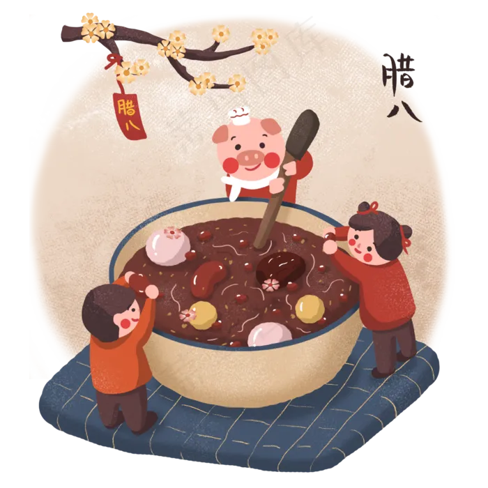 腊八节腊八习俗腊八与小猪一起喝(2362X2362(DPI:300))psd模版下载