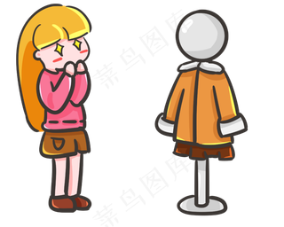 双十一天猫淘宝手绘卡通女孩看模