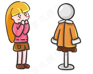 双十一天猫淘宝手绘卡通女孩看模