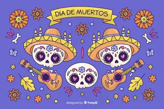 手工绘制的Dia de muertos概念图