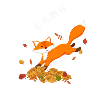 奔跑的狐狸和落叶