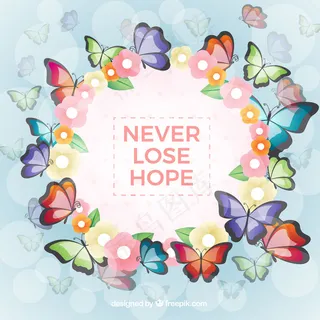 花冠背景与蝴蝶和鼓舞人心的短语