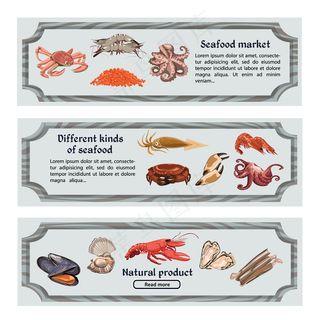 彩绘海鲜横幅banner