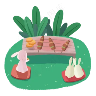 中秋节玉兔吃月饼烧烤素材