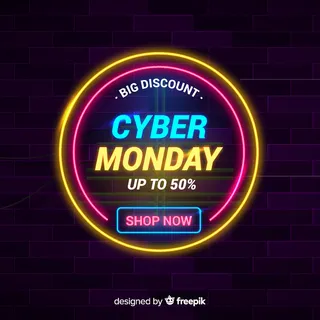 带有霓虹灯背景的网络星期一概念