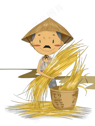 卡通厚涂手绘立秋农民伯伯丰收季