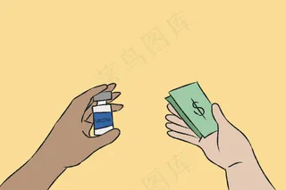 疫苗接种手绘载体，大型制药概念