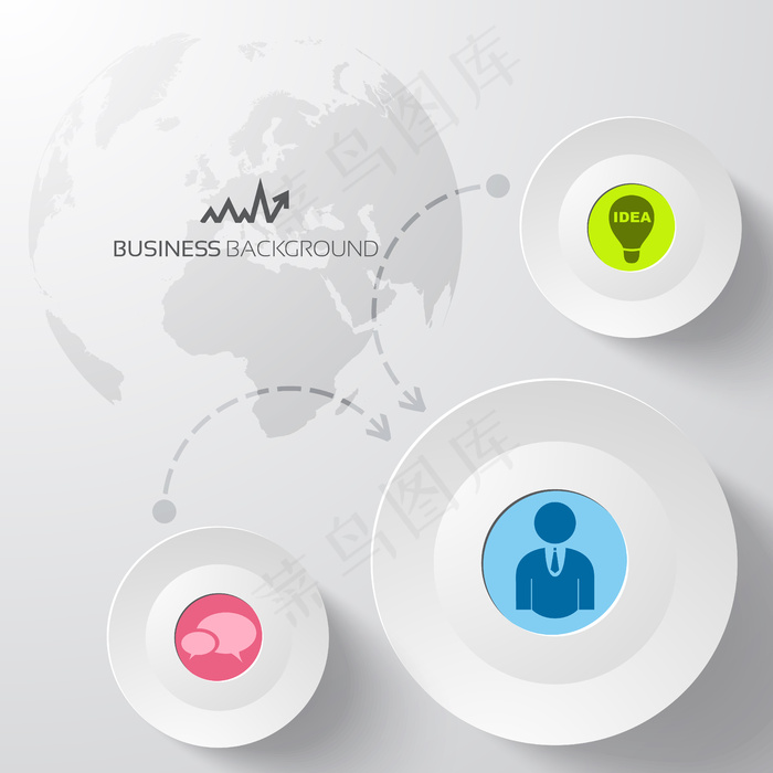 带圆圈和世界地图的抽象商业背景