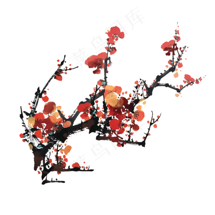 冬季植物梅花墨素材(2000X2000(DPI:300))psd模版下载