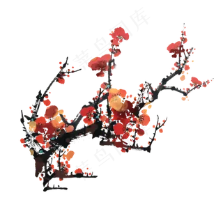 冬季植物梅花墨素材