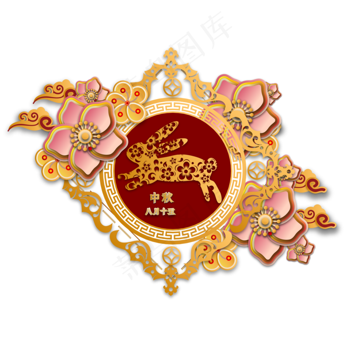 中秋节兔子剪纸装饰(6900X6900(DPI:762))ai矢量模版下载