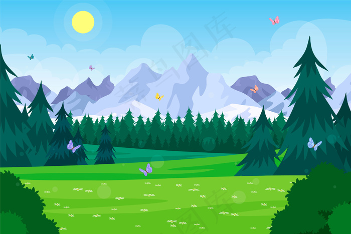 手绘春景eps,ai矢量模版下载