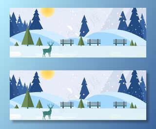 简约冬季卡通手绘矢量banner