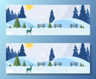 简约冬季卡通手绘矢量banner