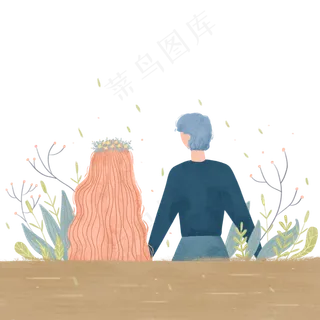 情人节七夕情侣牵手背影