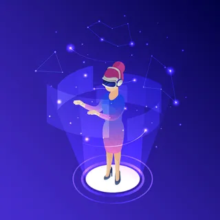 戴虚拟现实眼镜的女人