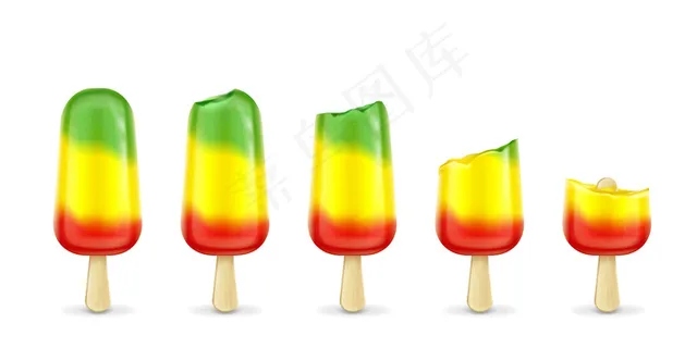水果冰棒咬五颜六色冰淇淋 水果冰棒咬五颜六色冰淇淋