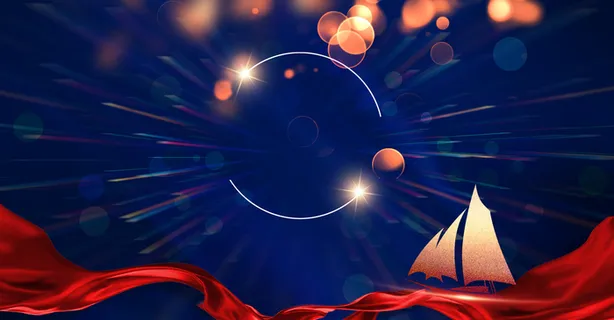 商务会议帆船蓝色简约