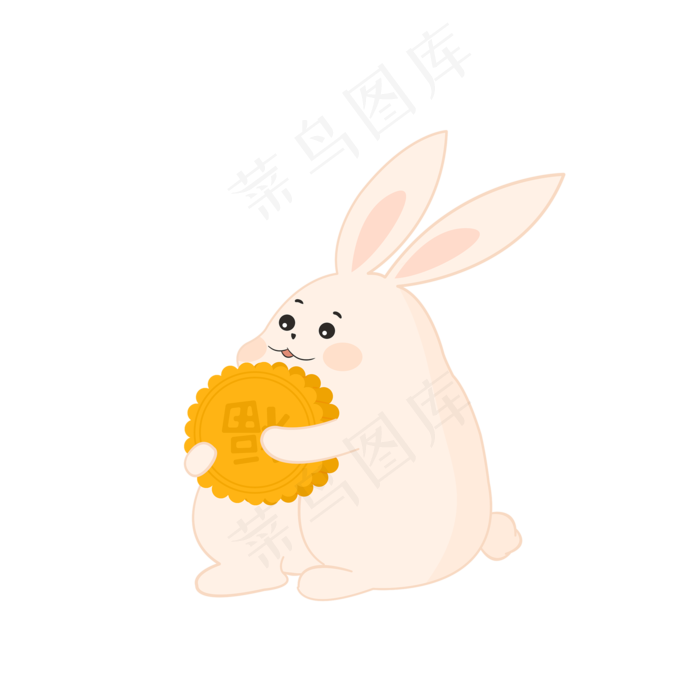 手绘吃月饼的小兔子动物元素(2000X2000(DPI:300))psd模版下载