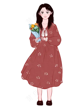 教师节收到学生鲜花礼物的年轻老