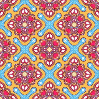 美丽多彩的自然抽象图案，花儿和心形图案