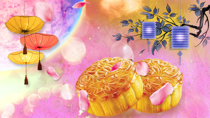 中秋节月饼背景海报