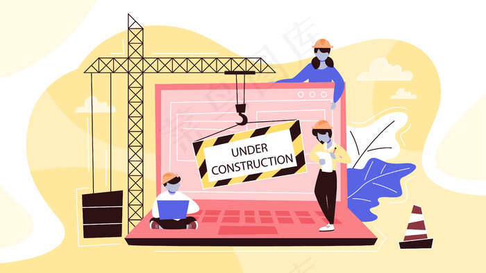 网站建设中的网页。正在进行中。eps,ai矢量模版下载