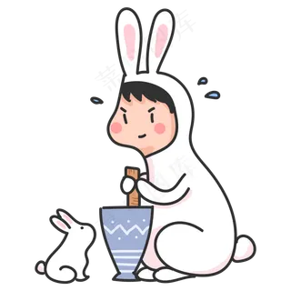 玉兔月兔捣药白兔