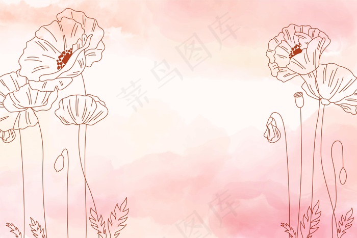 水彩复制空间背景与花卉eps,ai矢量模版下载