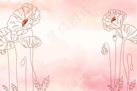 水彩复制空间背景与花卉