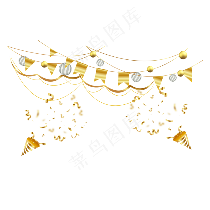 金色庆祝彩旗(2000X2000(DPI:300))ai矢量模版下载