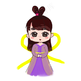 七夕节情人节牛郎织女卡通手绘可