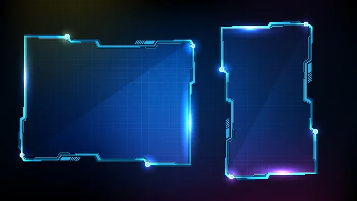 抽象的未来蓝色发光技术科幻框架hud用户界面eps,ai矢量模版下载