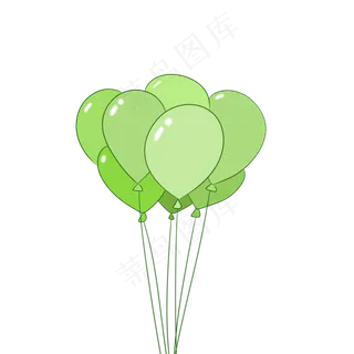 手绘卡通绿色情人节气球