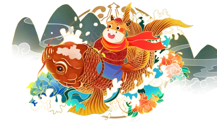 2021牛年锦鲤(2880X1620(DPI:300))psd模版下载