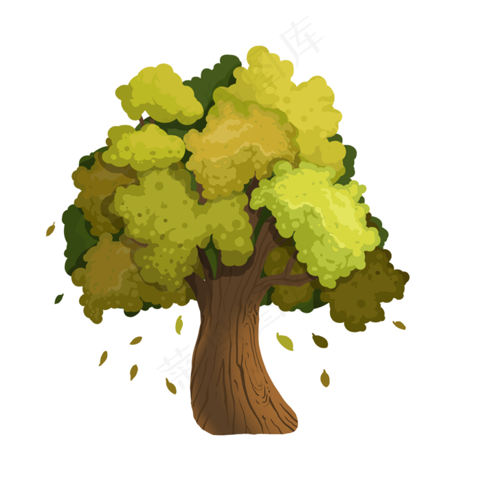 卡通的秋天植物绿树