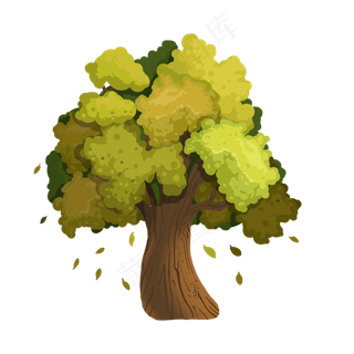 卡通的秋天植物绿树