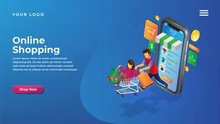 网站和手机app移动应用登录页的等轴测在线商店概念