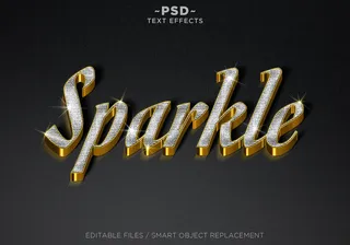 3d逼真金色和钻石闪耀效果文本