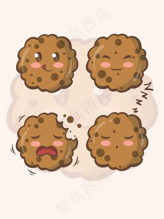 一套可爱的饼干卡通人物和插图