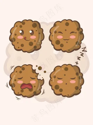 一套可爱的饼干卡通人物和插图