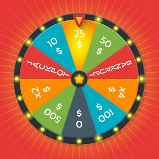 幸运轮模板。彩色幸运轮与金钱数额。