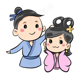 七夕表情包牛郎织女摸头