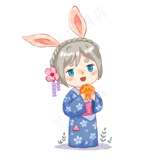 二次元兔女孩过中秋