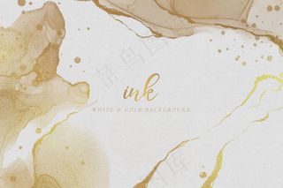 优雅的白色和金色墨水背景