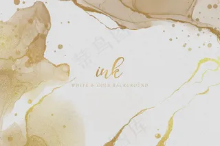 优雅的白色和金色墨水背景